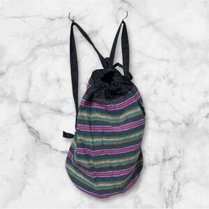 Colorful ethnic boho travel cotton printed drawstring Striped backpack